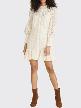 Veronica Beard Cream Hilda Lace Mini Dress